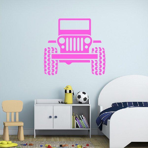 Car 4x4 Jeep. Wall sticker. Pink color