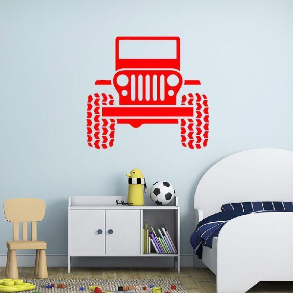 Car 4x4 Jeep. Wall sticker. Red color