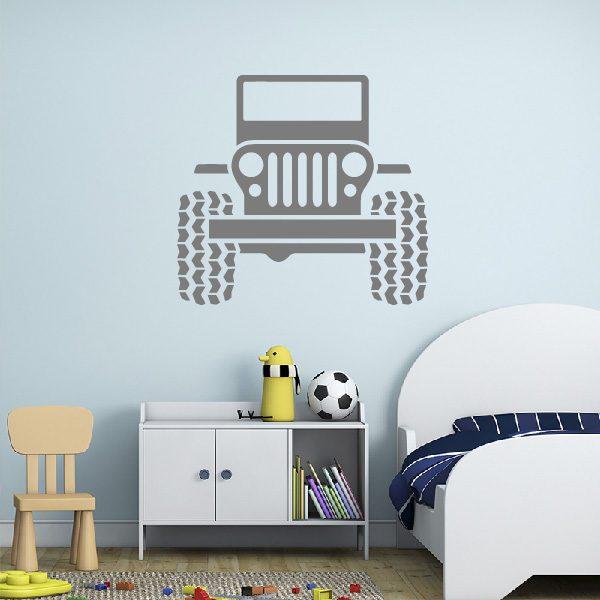 Car 4x4 Jeep. Wall sticker. Silver color