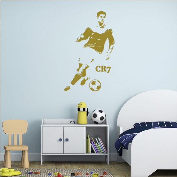 Cristiano Ronaldo CR7. Wall Sticker. Gold color