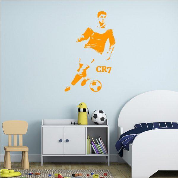 Cristiano Ronaldo CR7. Wall Sticker. Orange color