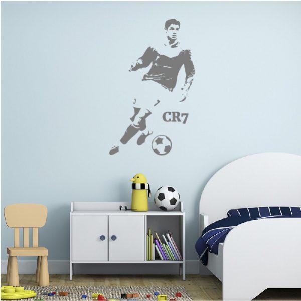 Cristiano Ronaldo CR7. Wall Sticker. Silver color