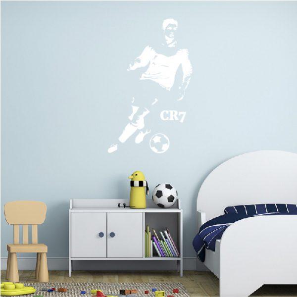 Cristiano Ronaldo CR7. Wall Sticker. White color