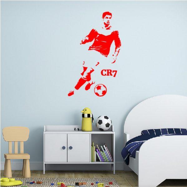 Cristiano Ronaldo CR7. Wall Sticker. Red color