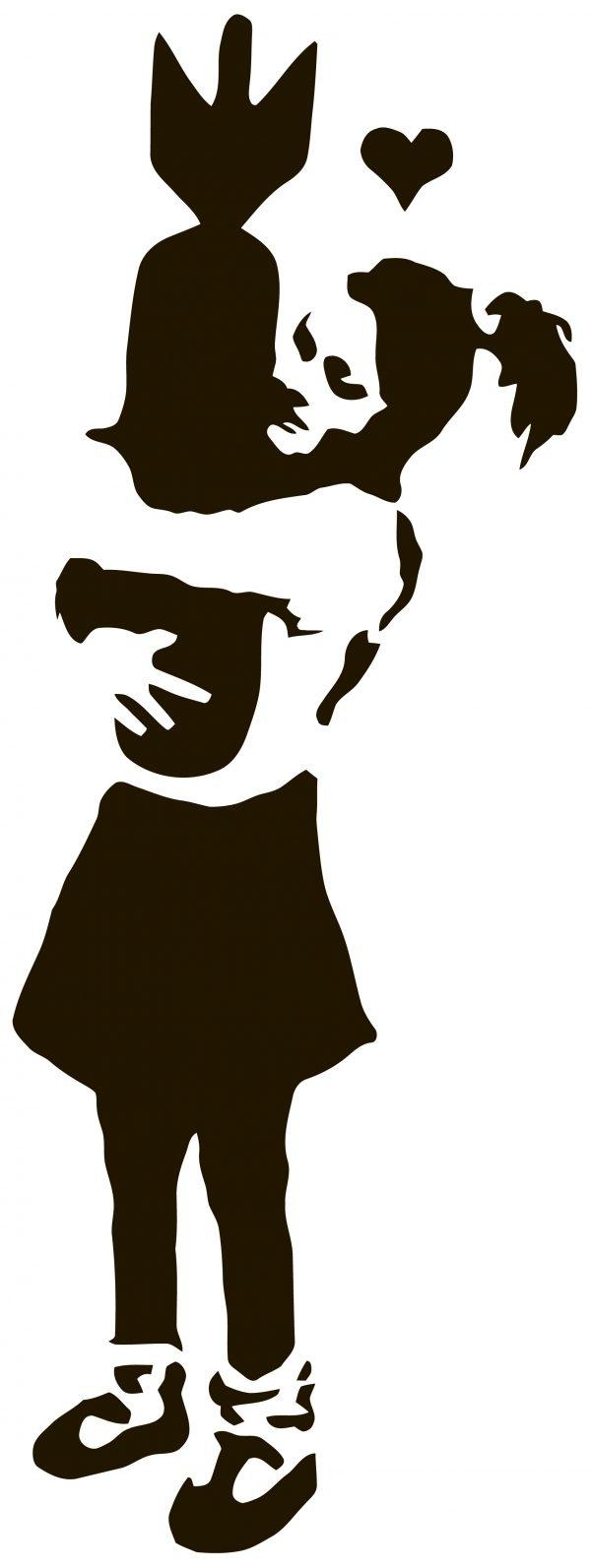 Girl with Bomb. Banksy's graffiti. Wall sticker. Sticker preview