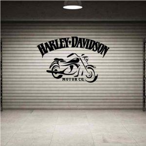 Harley Davidson emblem. Old style. Wall sticker. Black