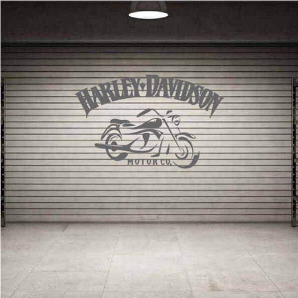 Harley Davidson emblem. Old style. Wall sticker. Silver