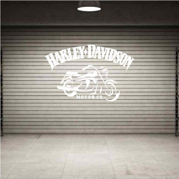 Harley Davidson emblem. Old style. Wall sticker. White