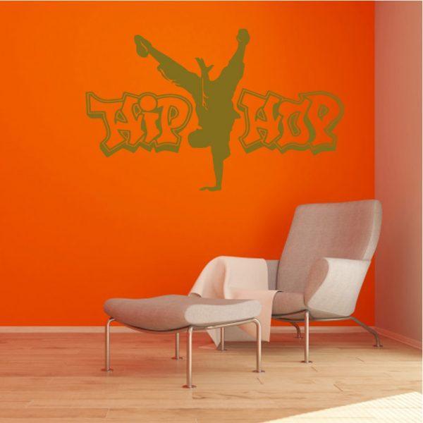 Hip Hop Dance Man Silhouette. Wall Sticker. Gold color