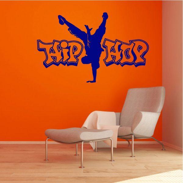 Hip Hop Dance Man Silhouette. Wall Sticker. Navy color