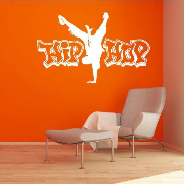 Hip Hop Dance Man Silhouette. Wall Sticker. White color