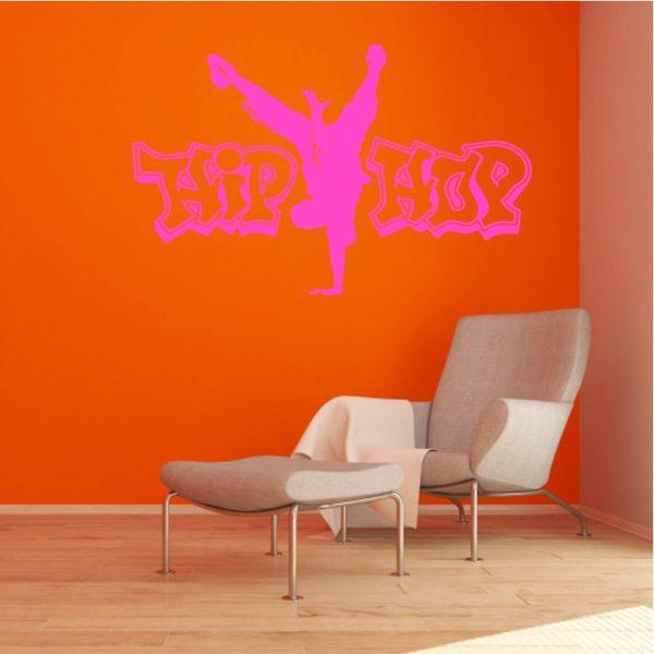 Hip Hop Dance Man Silhouette. Wall Sticker. Pink color