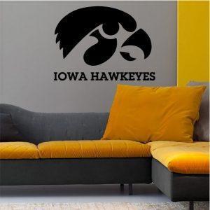 Iowa Hawkeyes emblem. NCAA College Football. Wall sticker. Black color