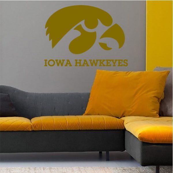 Iowa Hawkeyes emblem. NCAA College Football. Wall sticker. Gold color