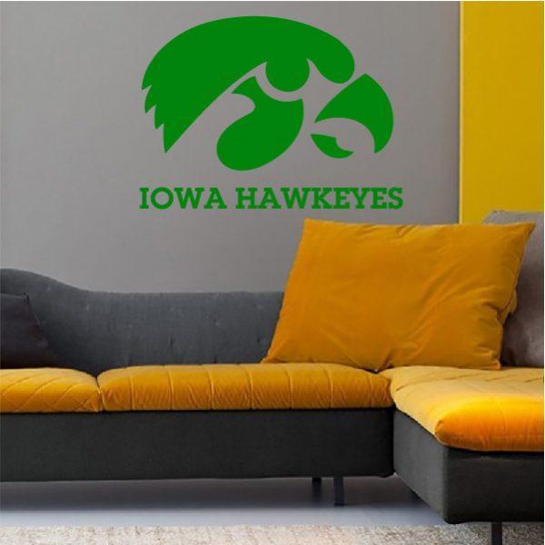 Iowa Hawkeyes emblem. NCAA College Football. Wall sticker. Green color