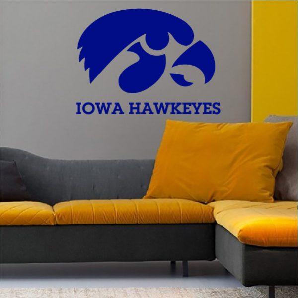 Iowa Hawkeyes emblem. NCAA College Football. Wall sticker. Navy color