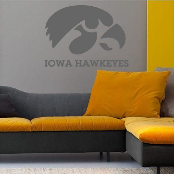 Iowa Hawkeyes emblem. NCAA College Football. Wall sticker. Silver color