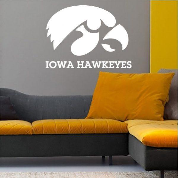 Iowa Hawkeyes emblem. NCAA College Football. Wall sticker. White color