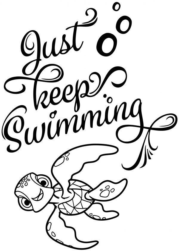 Just Keep Swimming quote with Turtle Squirt. Finding Nemo Theme. Wall Sticker. Sticker preview