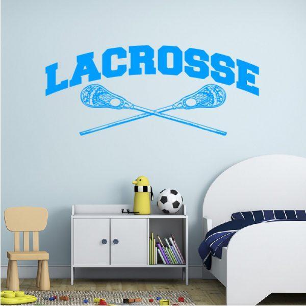 Lacrosse theme. Wall sticker. Blue color