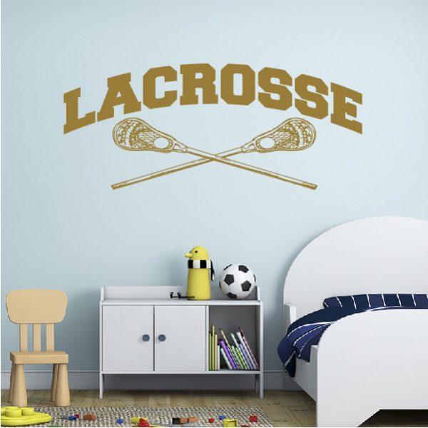 Lacrosse theme. Wall sticker. Gold color