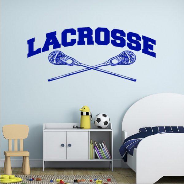 Lacrosse theme. Wall sticker. Navy color