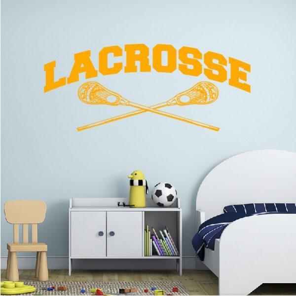Lacrosse theme. Wall sticker. Orange color