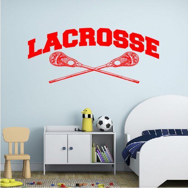 Lacrosse theme. Wall sticker. Red color