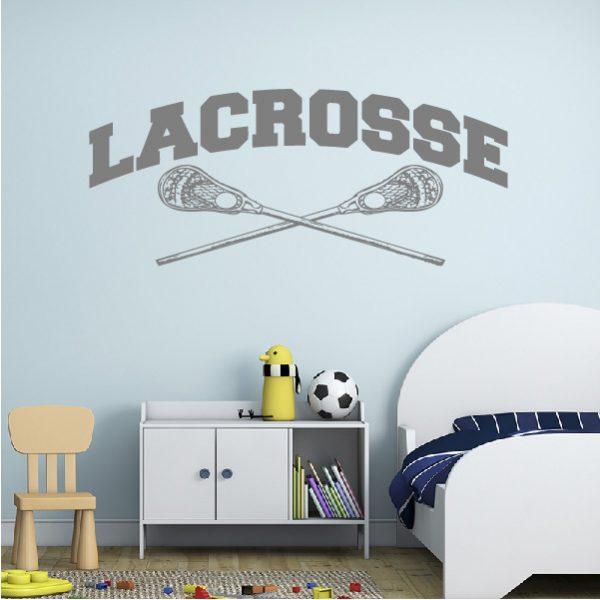Lacrosse theme. Wall sticker. Silver color
