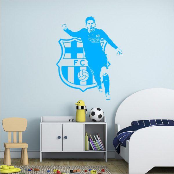 Leo Messi Soccer Players FC Barcelona. Wall Sticker. Blue color