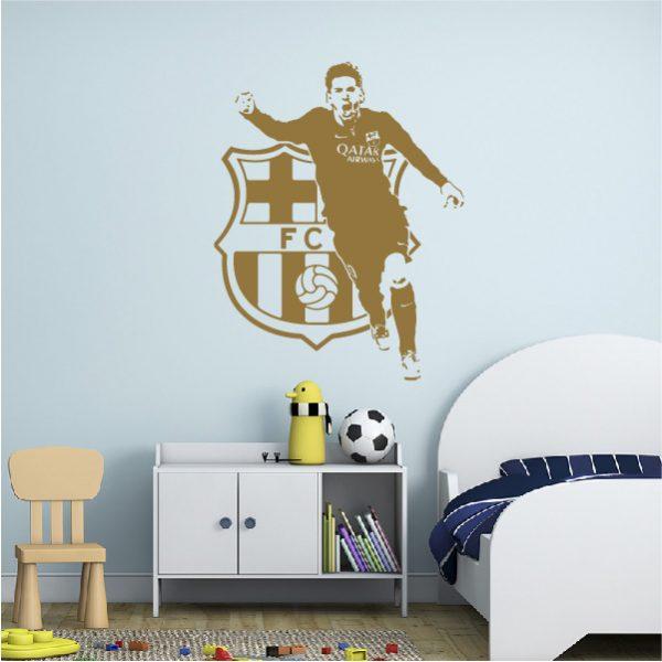 Leo Messi Soccer Players FC Barcelona. Wall Sticker. Gold color