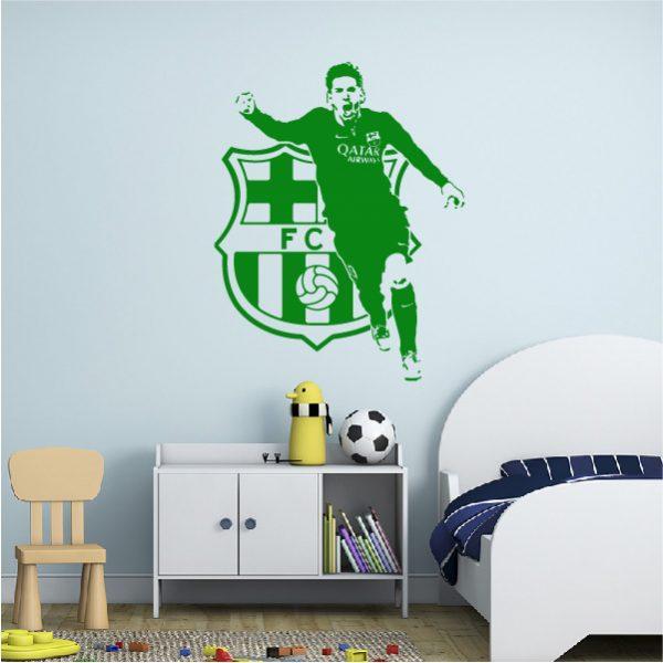 Leo Messi Soccer Players FC Barcelona. Wall Sticker. Green color