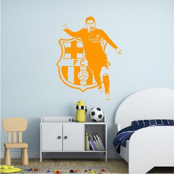 Leo Messi Soccer Players FC Barcelona. Wall Sticker. Orange color