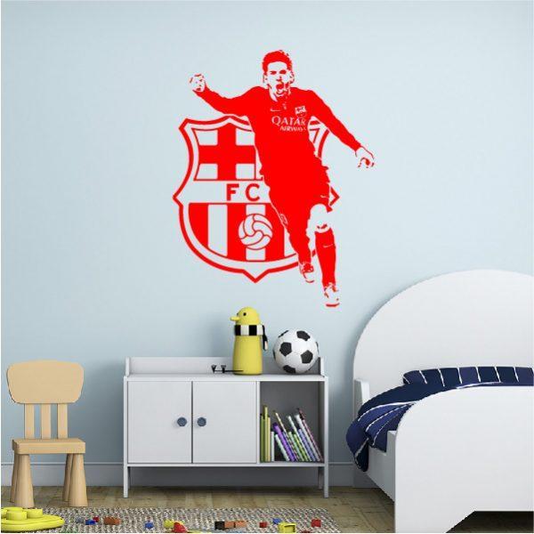 Leo Messi Soccer Players FC Barcelona. Wall Sticker. Red color