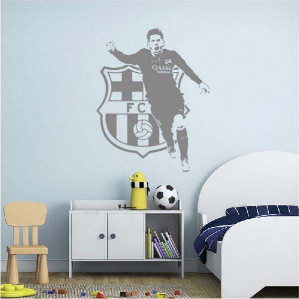 Leo Messi Soccer Players FC Barcelona. Wall Sticker. Silver color