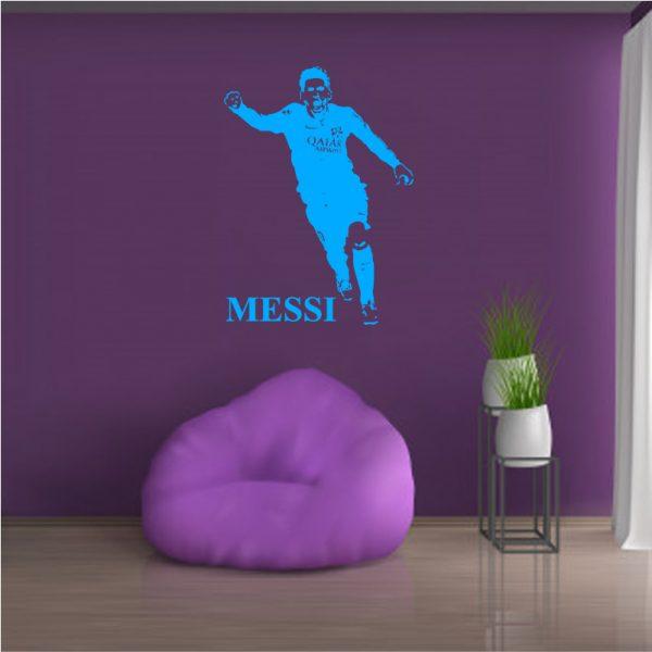 Messi Soccer Player. Wall Sticker. Blue color