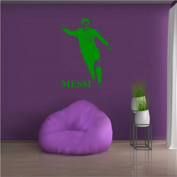 Messi Soccer Player. Wall Sticker. Green color