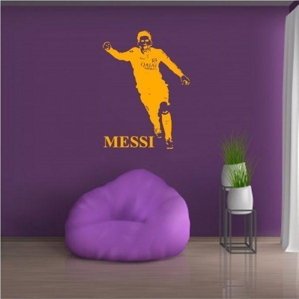 Messi Soccer Player. Wall Sticker. Orange color
