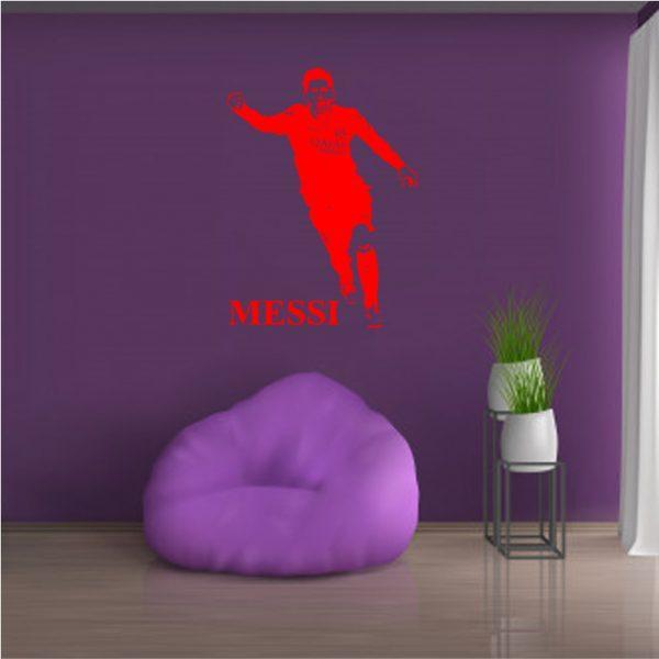 Messi Soccer Player. Wall Sticker. Red color