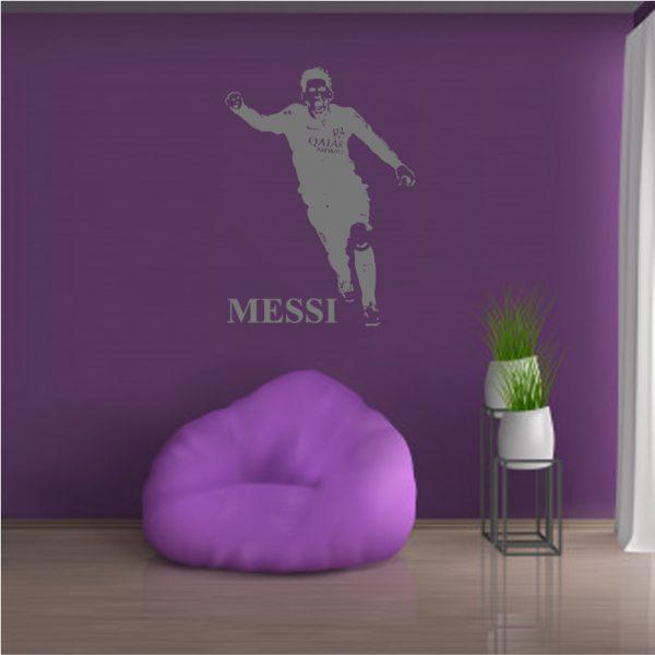 Messi Soccer Player. Wall Sticker. Silver color