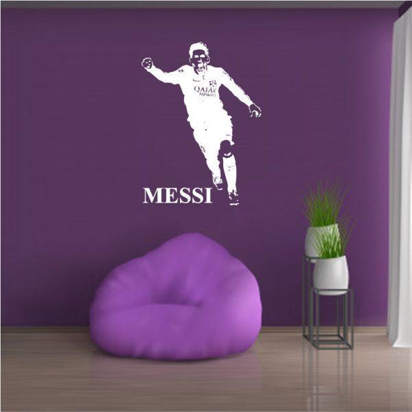 Messi Soccer Player. Wall Sticker. White color