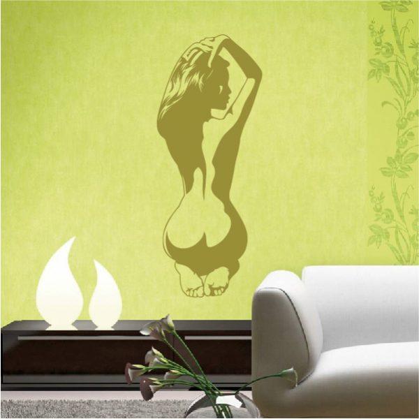 Naked Sexy Woman. Wall Sticker. Gold