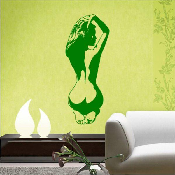 Naked Sexy Woman. Wall Sticker. Green