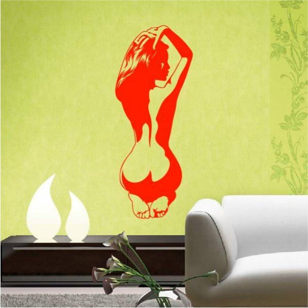 Naked Sexy Woman. Wall Sticker. Red