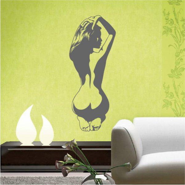 Naked Sexy Woman. Wall Sticker. Silver
