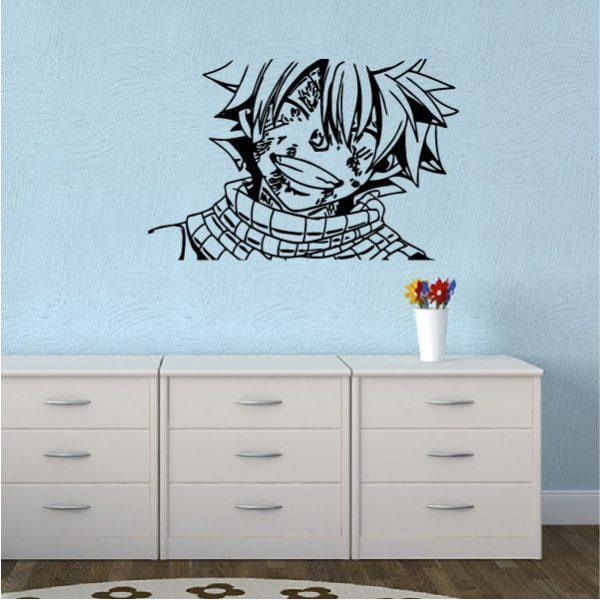 Natsu Dragneel. Fairy Tail. Anime theme. Wall sticker. Black color