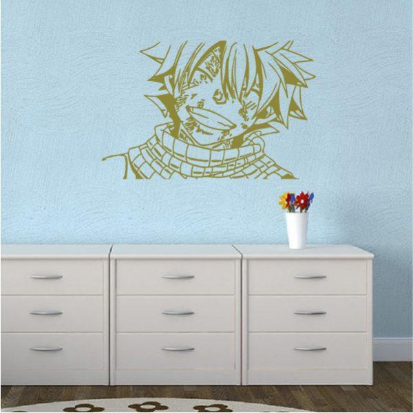 Natsu Dragneel. Fairy Tail. Anime theme. Wall sticker. Gold color