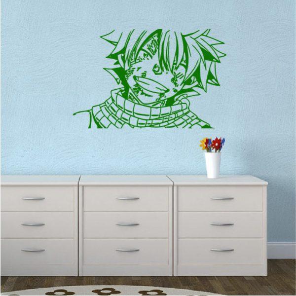 Natsu Dragneel. Fairy Tail. Anime theme. Wall sticker. Green color