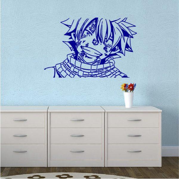 Natsu Dragneel. Fairy Tail. Anime theme. Wall sticker. Navy color