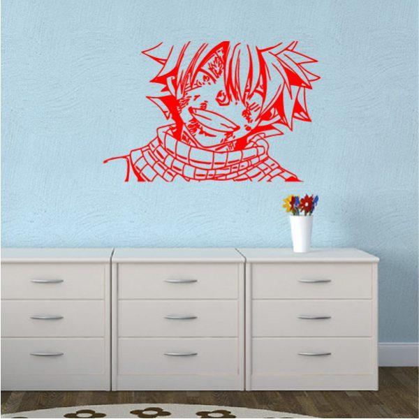 Natsu Dragneel. Fairy Tail. Anime theme. Wall sticker. Red color